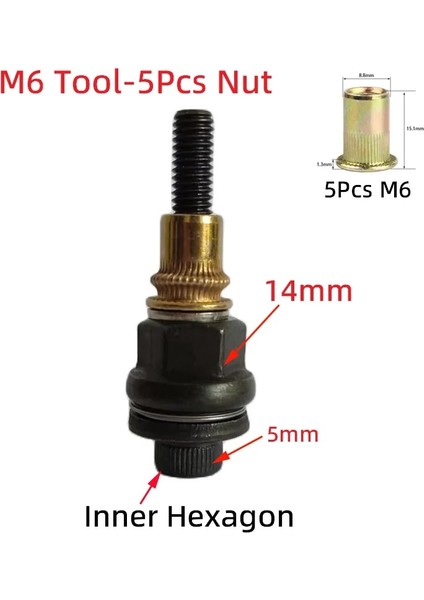 M6 Aracı-5 Adet Somun Tarzı Alarui AN001 Manuel Perçin Somunu Aracı El Kurulum Rivnut Güçlendirme Elektrikli Matkap Darbeli Sürücü Perçinleme Nutserts (Yurt Dışından)