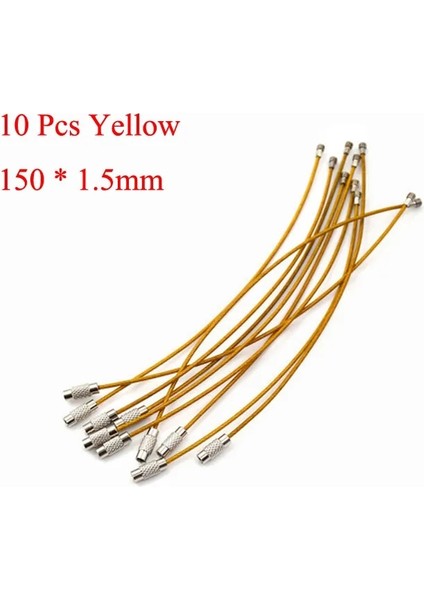 Sarı 150X1.5MM Stili Çok Renkli Paslanmaz Çelik Tel Kablo Halat Edc Bagaj Vidası Kilit Halkası Anahtar Anahtarlık Döngü Daire Asmak Anahtarlık Zincir Etiketi (Yurt Dışından)