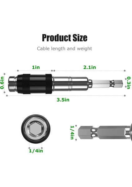 Gümüş 88MM Stili "hex Shank Manyetik Döner Vida Matkap Ucu Hızlı Değişim Kilitleme Bit Tutucu Ağaç Işleme El Aracı Uzatma Çubuğu Aa (Yurt Dışından) fırsatları