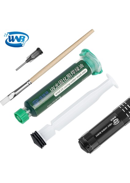 Beyaz Stil 55.0g Wnb 10 ml Yeşil Yağ Uv Lehim Maskesi Bga Pcb Boya Korozif Arkı Önlemek Lehimleme Pastası Akı Mürekkepleri Yumuşak Naylon Fırça 9 LED Işık (Yurt Dışından) modelleri