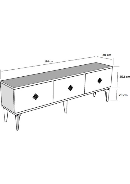 Demonte Dekor 3 Kapaklı, Şık, Kullanışlı Ceneyra Tv Ünitesi Beyaz-Gümüş