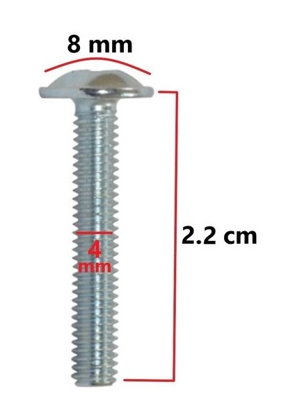 Mobilya Dolap Kapak Kulp Vidası Metrik Vida 4X22 mm 20 Adet