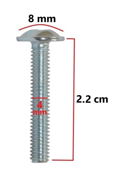 ŞENEL Yapı Market Mobilya Dolap Kapak Kulp Vidası Metrik Vida 4X22 mm 20 Adet