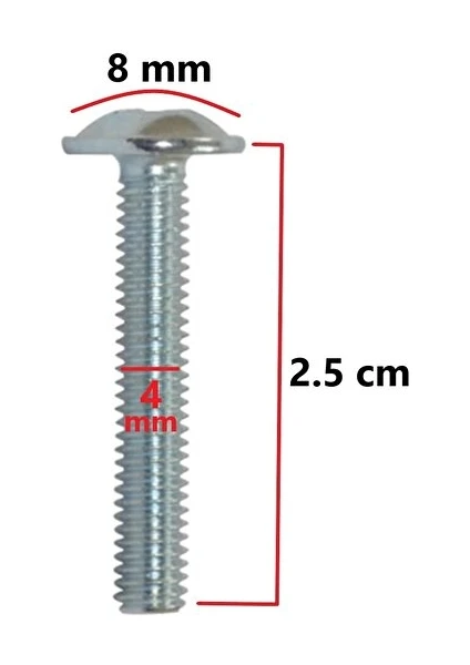 ŞENEL Yapı Market Mobilya Dolap Kapak Kulp Vidası Metrik Vida 4X25 mm 20 Adet