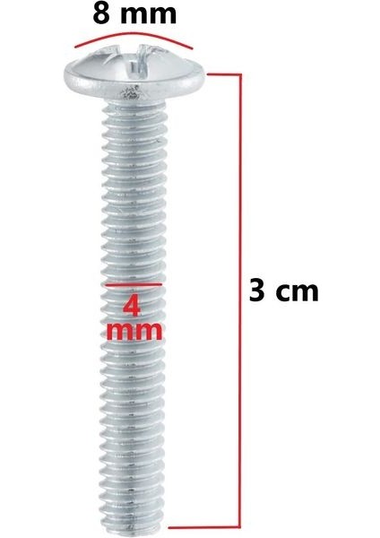 Mobilya Dolap Kapak Kulp Vidası Metrik Vida 4X30 mm 20 Adet