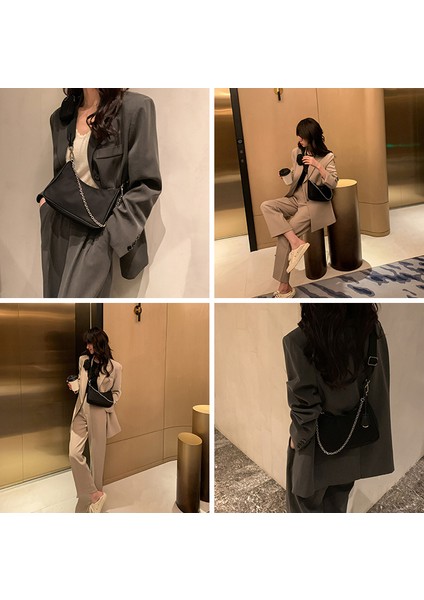 2024 Naylon Üçü Bir Arada Çanta Retro Koltuk Altı Çantası Zincir Kadınlar Için Crossbody Çanta Çanta (Yurt Dışından) modelleri