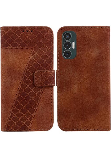 Tecno Pova 3 Flip Folio Kapak Için Telefon Kılıfı Pu Deri Kabartmalı Desen (Yurt Dışından)