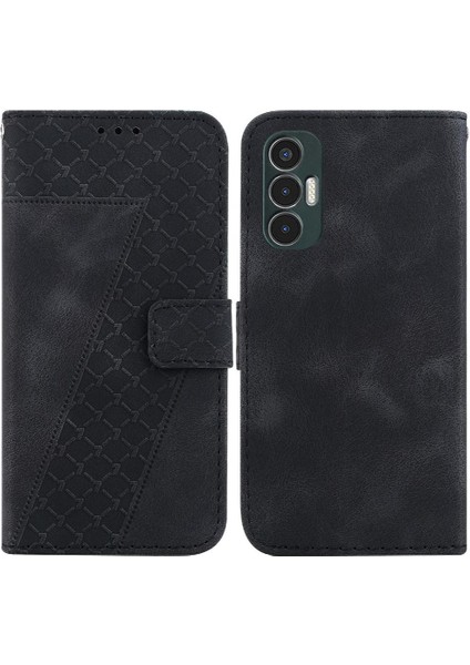 Tecno Pova 3 Flip Folio Kapak Için Telefon Kılıfı Pu Deri Kabartmalı Desen (Yurt Dışından)