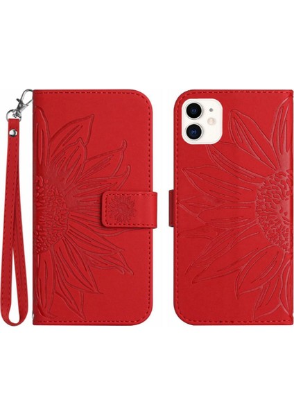Iphone 12 Mini Lüks Pu Deri Kısa Kayış Kart Yuvaları ile Flip (Yurt Dışından)