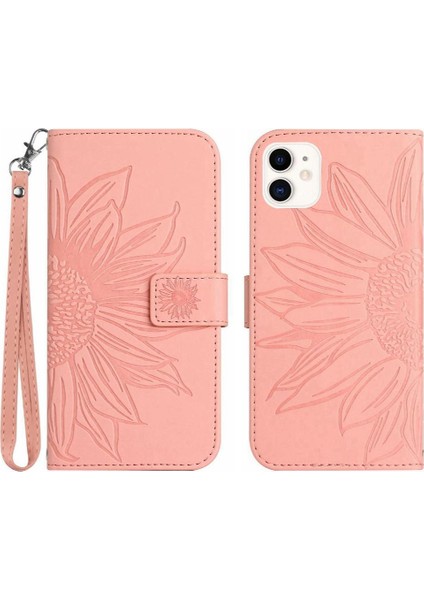 Iphone 12 Mini Lüks Pu Deri Kısa Kayış Kart Yuvaları ile Flip (Yurt Dışından)