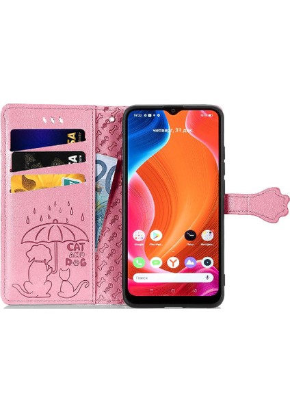 Realme C20 Için Kılıf Deri Kılıf Kısa Kayış Karikatür Hayvanlar Darbeye (Yurt Dışından)