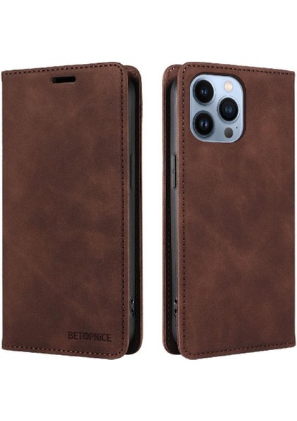 Iphone 13 Için Kılıf Pro Max Pu Deri Koruyucu Manyetik Folio Cüzdan (Yurt Dışından)