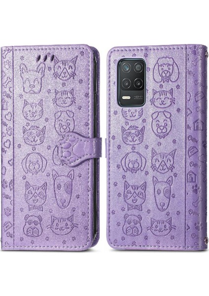 Realme 8 5g Karikatür Hayvanlar Için Kılıf Darbeye Kapak Kapak Kısa Kayış (Yurt Dışından)