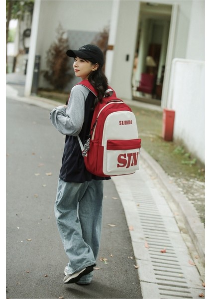 Japon Ins Renk Eşleştirme Okul Çantası Ortaokul Kız Üniversite Öğrencileri Hafif Büyük Kapasiteli Sırt Çantası Lise Öğrencileri Yük Azaltıcı Sırt Çantası (Yurt Dışından) fiyatları