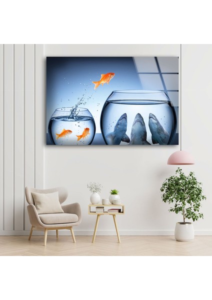 Köpekbalığı Akvaryumu Cam Duvar Tablosu modelleri