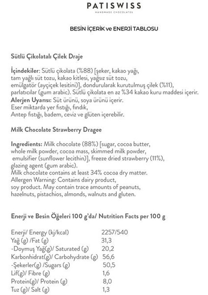 Sütlü Çikolata Kaplı Çilek Draje 80 gr x 3'lü