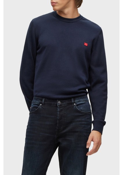 Erkek Pamuklu Yuvarlak Yaka Marka Logolu Lacivert Kazak 50475083-410 fırsatları