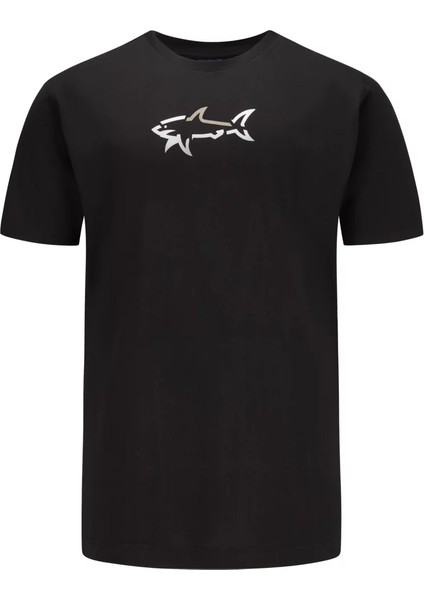 Erkek Marka Logolu Pamuklu Normal Kalıp Günlük Siyah T-Shirt 24411085-011