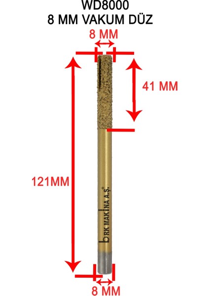 Mermer Granit Vakum Düz Freze 8 mm