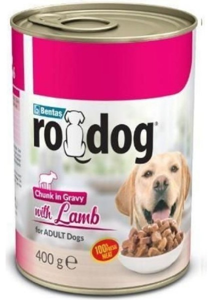 Ro-Dog Kuzu Etli Yetişkin Parça Etli Köpek Konservesi 400 gr x 24 Adet