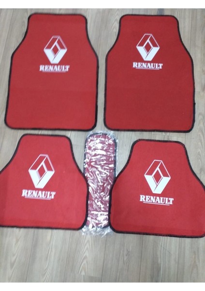 Renault Megane Renault Logolu Kırmızı Halı Paspas Çift Katlı