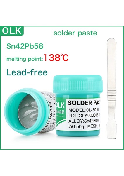 Olk 4258 50G Bot Stili Lehim Pastası Kurşunsuz Kurşun Akı Lehimleme Kaynak Noktası Lehim Akısı Şırınga Bir LED Bga Pcb Dıy Onarım Aracı (Yurt Dışından)