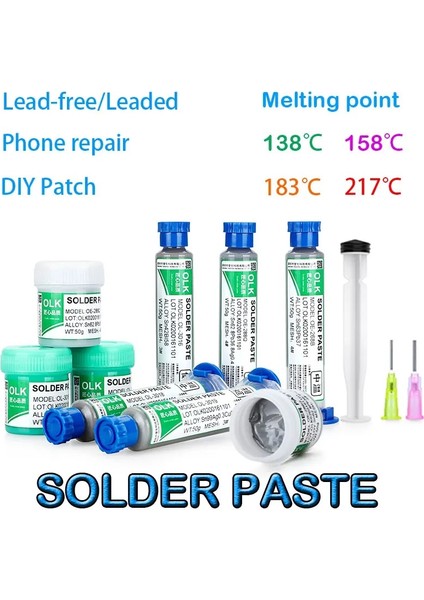 Olk 4258 50G Bot Stili Lehim Pastası Kurşunsuz Kurşun Akı Lehimleme Kaynak Noktası Lehim Akısı Şırınga Bir LED Bga Pcb Dıy Onarım Aracı (Yurt Dışından) modelleri