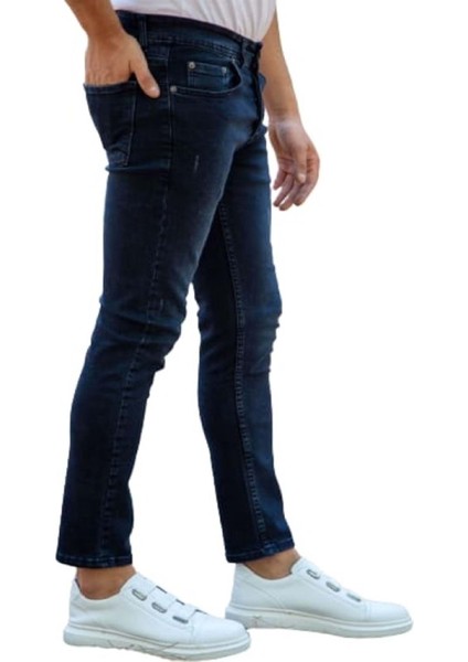 Tom T850-660 Erkek Denim Likralı Lazer Tırnaklı Kot Pantolon. - T850 - Lacivert