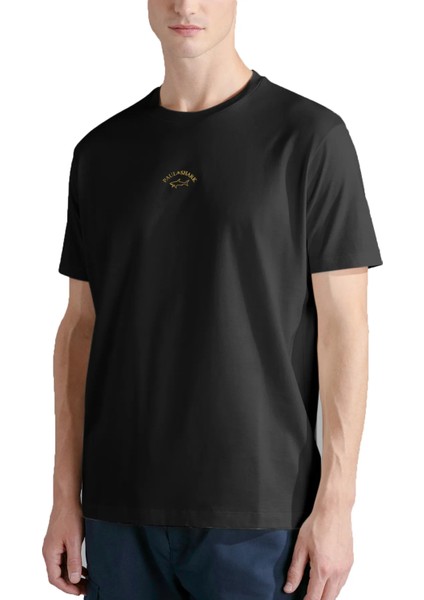 Erkek Pamuklu Regular Fit Yuvarlak Yaka Siyah T-Shirt 24411033-011