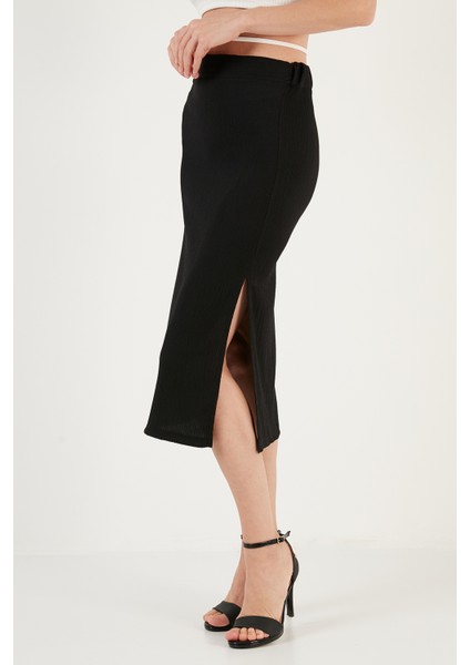 Yüksek Bel Yırtmaçlı Dar Kesim Midi Etek Bayan Etek 5865600 fiyatları