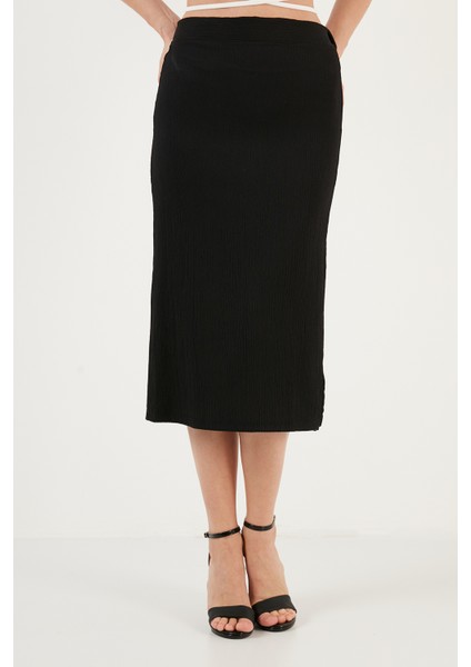 Yüksek Bel Yırtmaçlı Dar Kesim Midi Etek Bayan Etek 5865600 modelleri