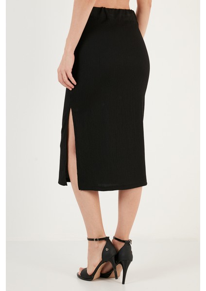 Yüksek Bel Yırtmaçlı Dar Kesim Midi Etek Bayan Etek 5865600 fırsatları