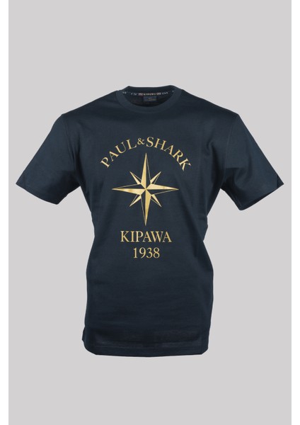 Erkek Marka Logolu Pamuklu Normal Kalıp Günlük Lacivert T-Shirt 24411133-013