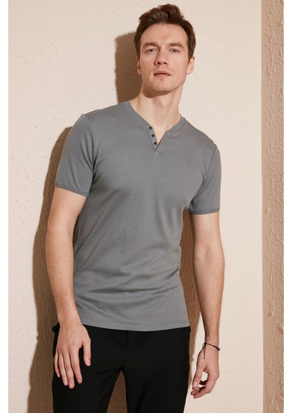 Pamuklu V Yaka Slim Fit T Shirt Erkek T Shirt 5902122