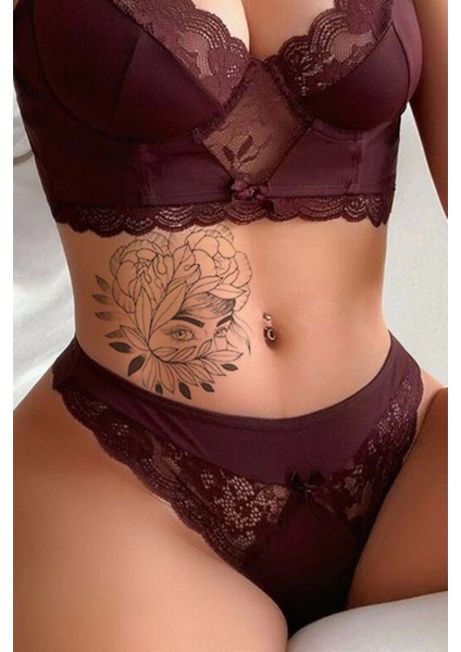 Kadın ve Çiçek Modelli Geçici Dövme Tattoo