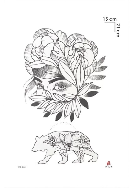 Kadın ve Çiçek Modelli Geçici Dövme Tattoo