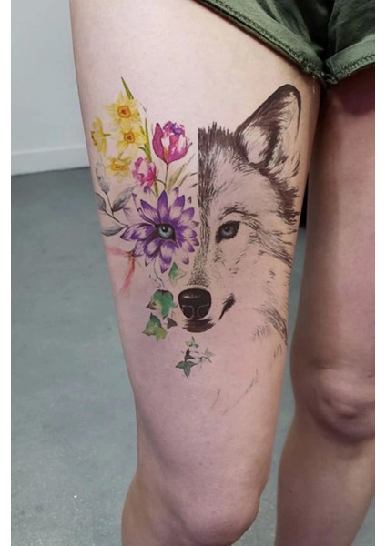 Kurt ve Çiçek Geçici Dövme Tattoo