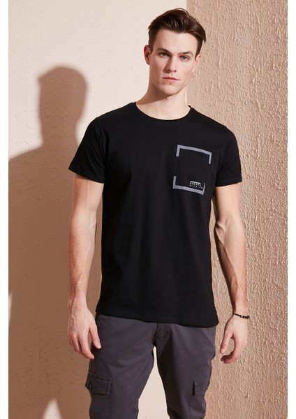 Bisiklet Yaka Pamuklu Slim Fit T Shirt Erkek T Shirt 541REWORK