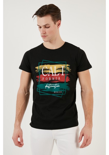 Pamuklu Slim Fit Bisiklet Yaka T Shirt Erkek T Shirt 541CALIFORNIA24
