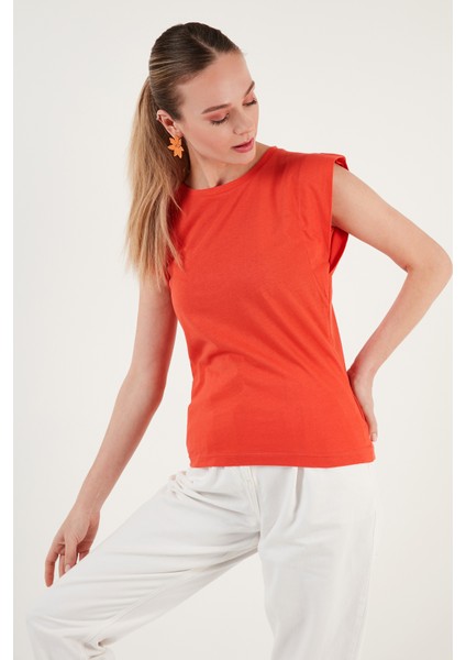 % 100 Pamuklu Bisiklet Yaka Kolsuz T Shirt Bayan T Shirt 5864019