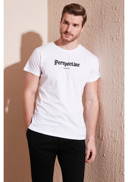 Pamuklu Slim Fit Bisiklet Yaka T Shirt Erkek T Shirt 541PERSPECTIVE