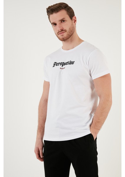 Pamuklu Slim Fit Bisiklet Yaka T Shirt Erkek T Shirt 541PERSPECTIVE modelleri