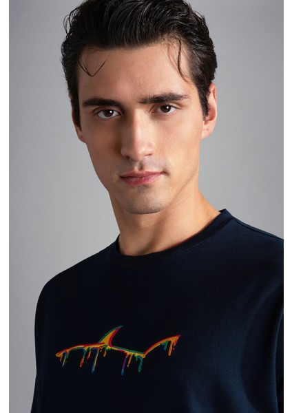 Erkek Marka Logolu Pamuklu Normal Kalıp Günlük Lacivert T-Shirt 24411052-013 modelleri