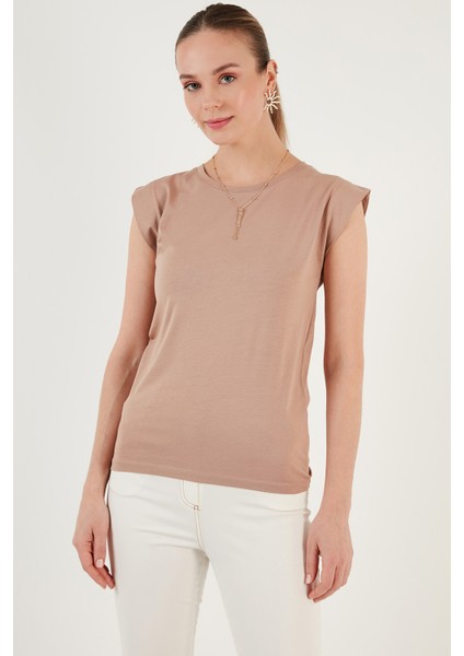 % 100 Pamuklu Bisiklet Yaka Kolsuz T Shirt Bayan T Shirt 5864019