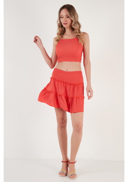 Beli Lastikli Mini Şort Etek Bayan Şort Etek 5865038