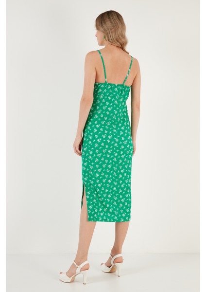 Önü Büzgülü Ip Askılı Yırtmaçlı Fitted Midi Elbise Bayan Elbise 5865362 fırsatları