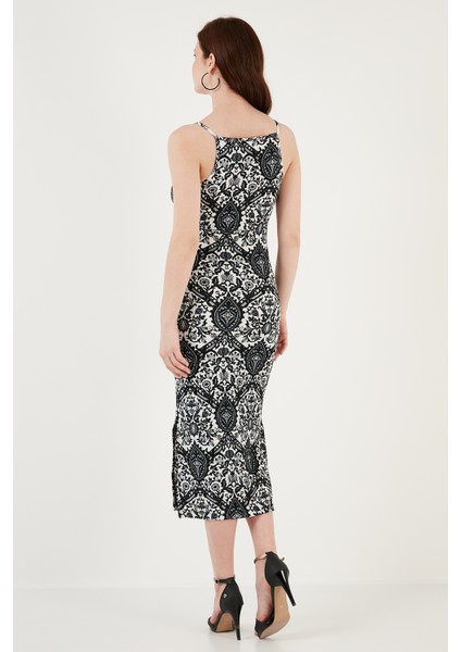 Ip Askılı Fitted-Vücuda Oturan Yırtmaçlı Midi Elbise Bayan Elbise 5865573 indirimleri