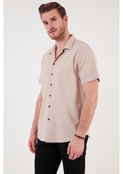 Regular Fit Apaş Yaka Kısa Kollu Gömlek Erkek Gömlek CF24S117927