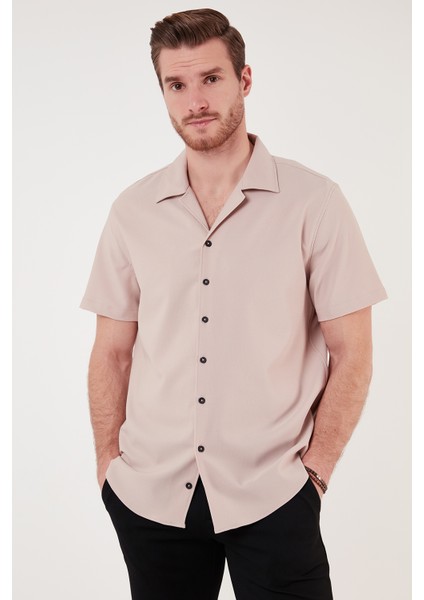Regular Fit Apaş Yaka Kısa Kollu Gömlek Erkek Gömlek CF24S117927