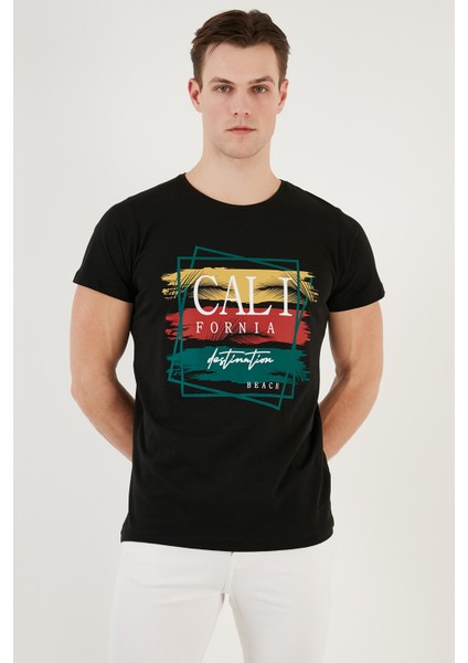 Pamuklu Slim Fit Bisiklet Yaka T Shirt Erkek T Shirt 541CALIFORNIA24 fiyatları